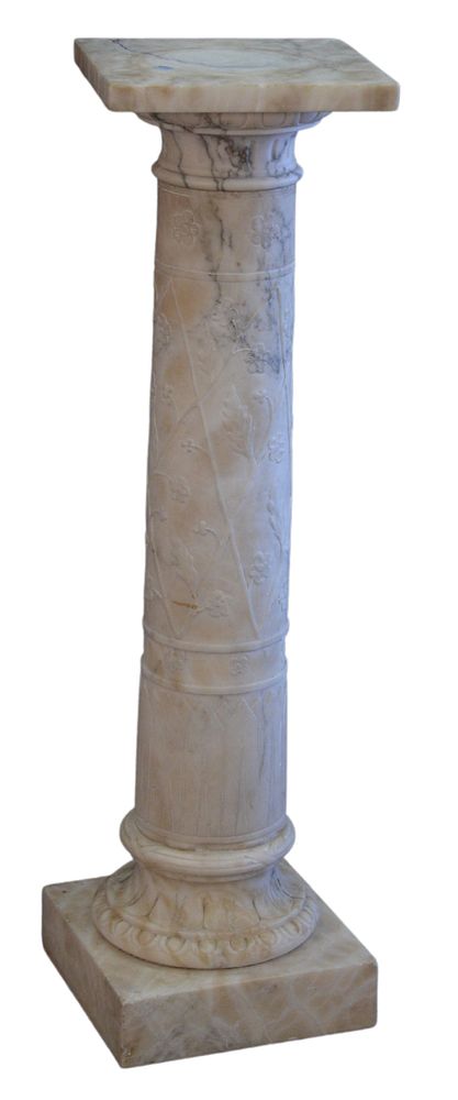 Appraisal: Marble Pedestal having floral carved shaft height inches top x