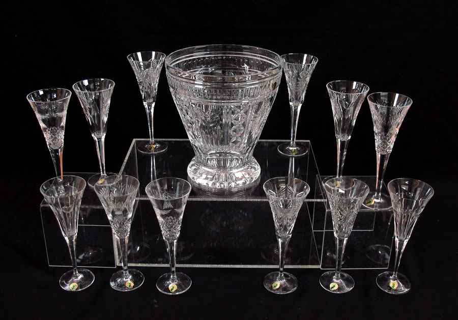 Appraisal: WATERFORD CRYSTAL MILLENNIUM CHAMPAGNE BUCKET AND TOASTING FLUTES Bucket ''