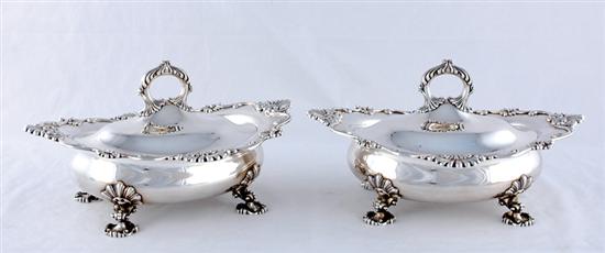 Appraisal: Pair sterling covered entree dishes of Southern interest dated scrolling