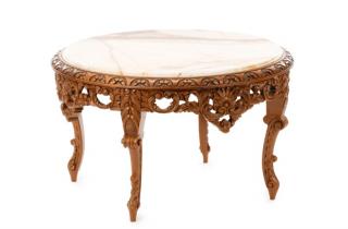 Appraisal: Carved Rococo Revival Style Walnut Coffee Table Continental early to