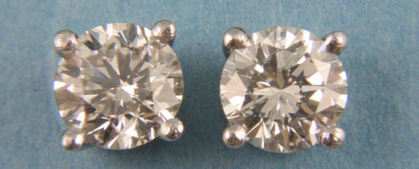 Appraisal: Pair of diamond earrings in platinum setting diamonds ct t