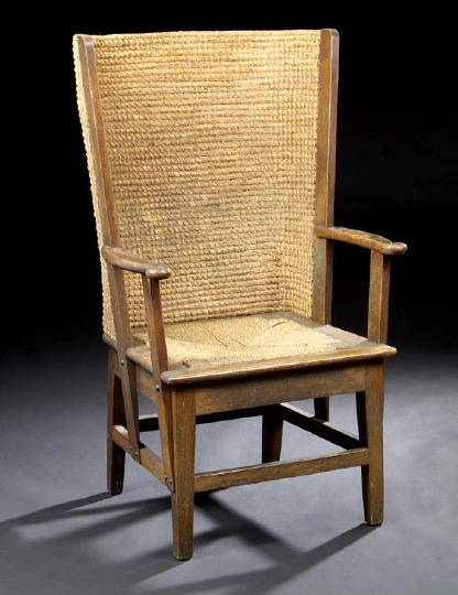 Appraisal: Traditional Orkney Island Oak and Straw Armchair late th century