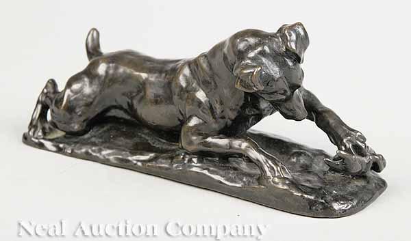 Appraisal: French Bronze Terrier and Crab after Louis de Monard -