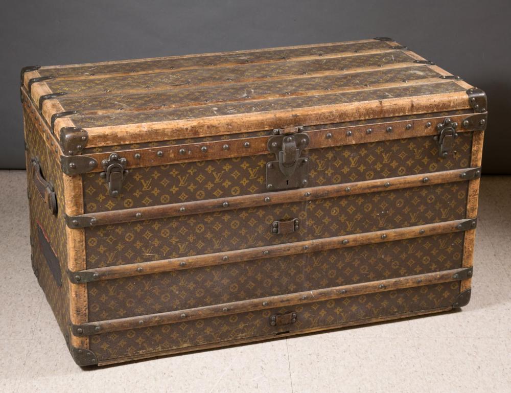 Appraisal: VINTAGE LOUIS VUITTON STEAMER TRUNK French serial early th century