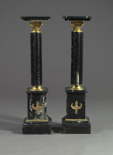 Appraisal: Attractive Pair of French Gilt-Brass-Mounted Grand Antique Marble Columnar Pedestals