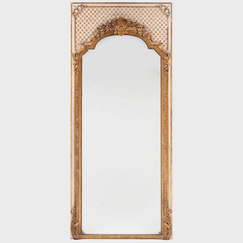 Appraisal: Large R gence Style Painted and Parcel-Gilt Mirror ft in