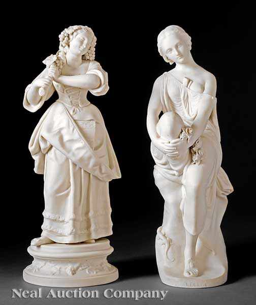 Appraisal: Two Antique Parian Figures th c including Lalage modeled by