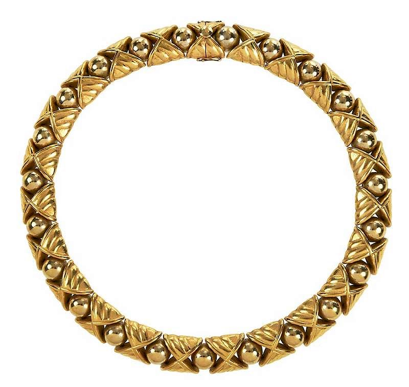 Appraisal: KRIA kt Gold Necklace hollow fancy links stamped KRIA and