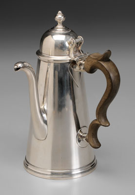 Appraisal: English Silver Coffeepot English early th century lighthouse form dome