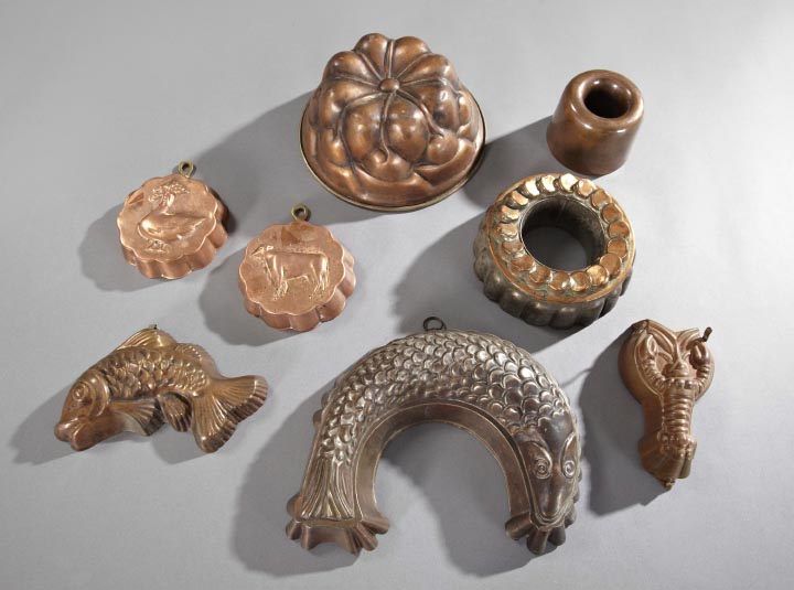 Appraisal: Interesting Collection of Eight Tin and Copper Food Molds comprised