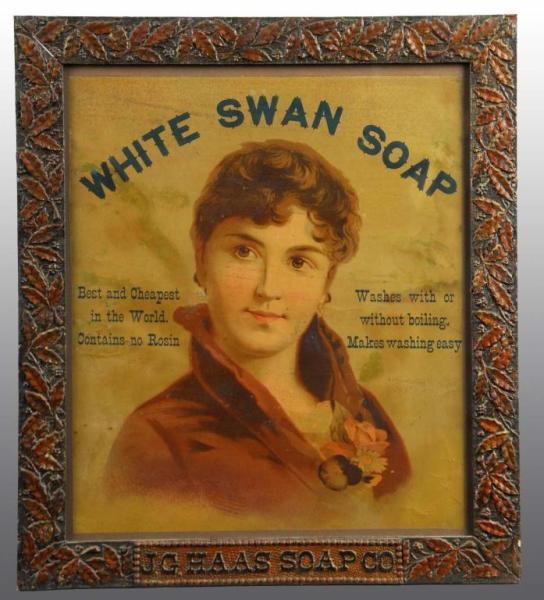 Appraisal: Paper White Swan Soap Sign Description Late s Includes original