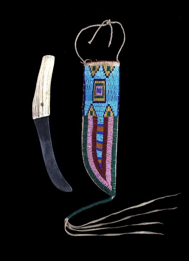 Appraisal: Sioux Beaded Sheath I Wilson Buffalo Skinner The lot features