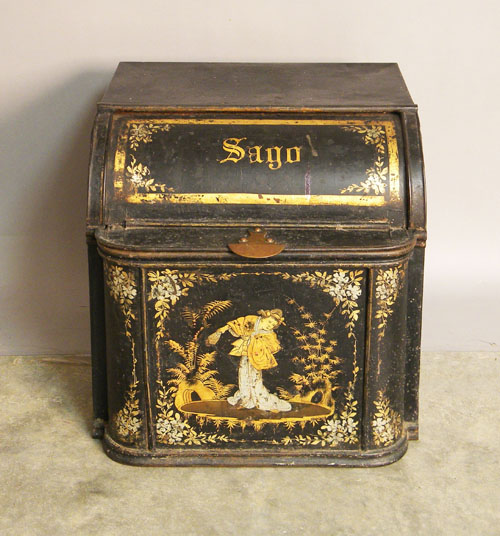 Appraisal: Painted tin tea container h l