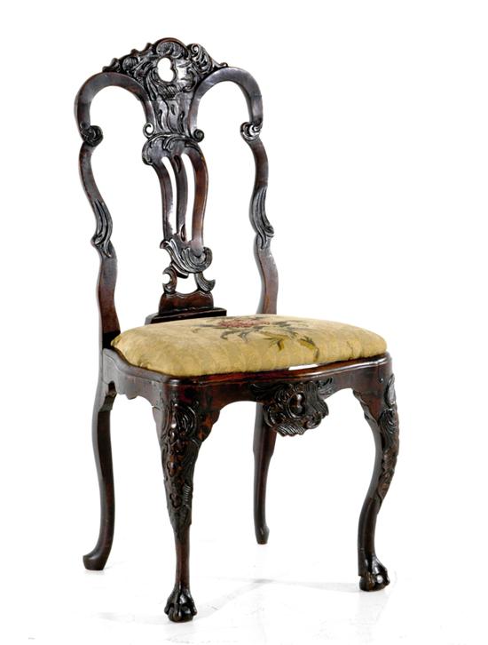 Appraisal: Italian carved walnut and tapestry side chair th th century