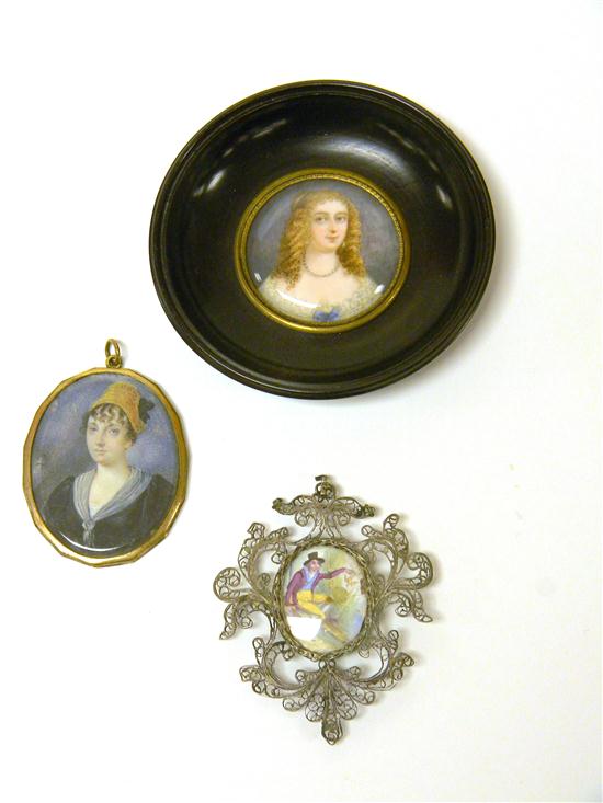 Appraisal: Portrait miniatures probably Continental th C two possibly on ivory