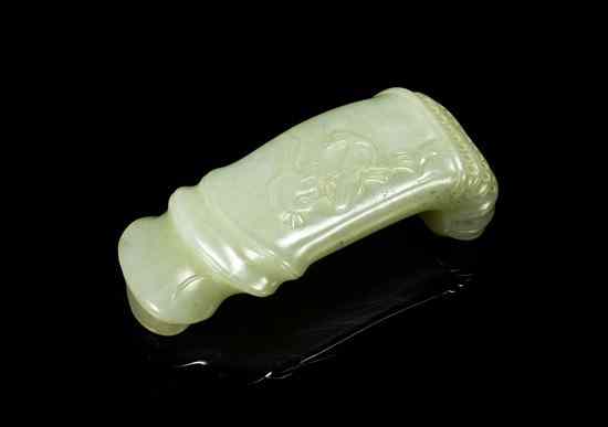 Appraisal: A Jade Ink Stick Rest of a celadon colored stone