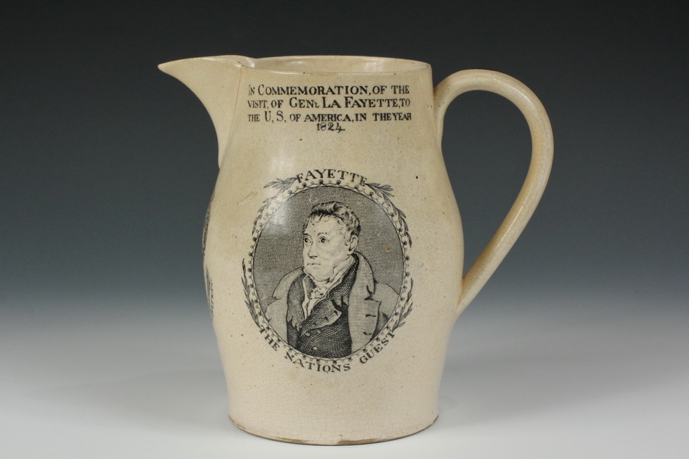 Appraisal: SMALL CREAMWARE TRANSFER PITCHER - In Commemoration of the Visit