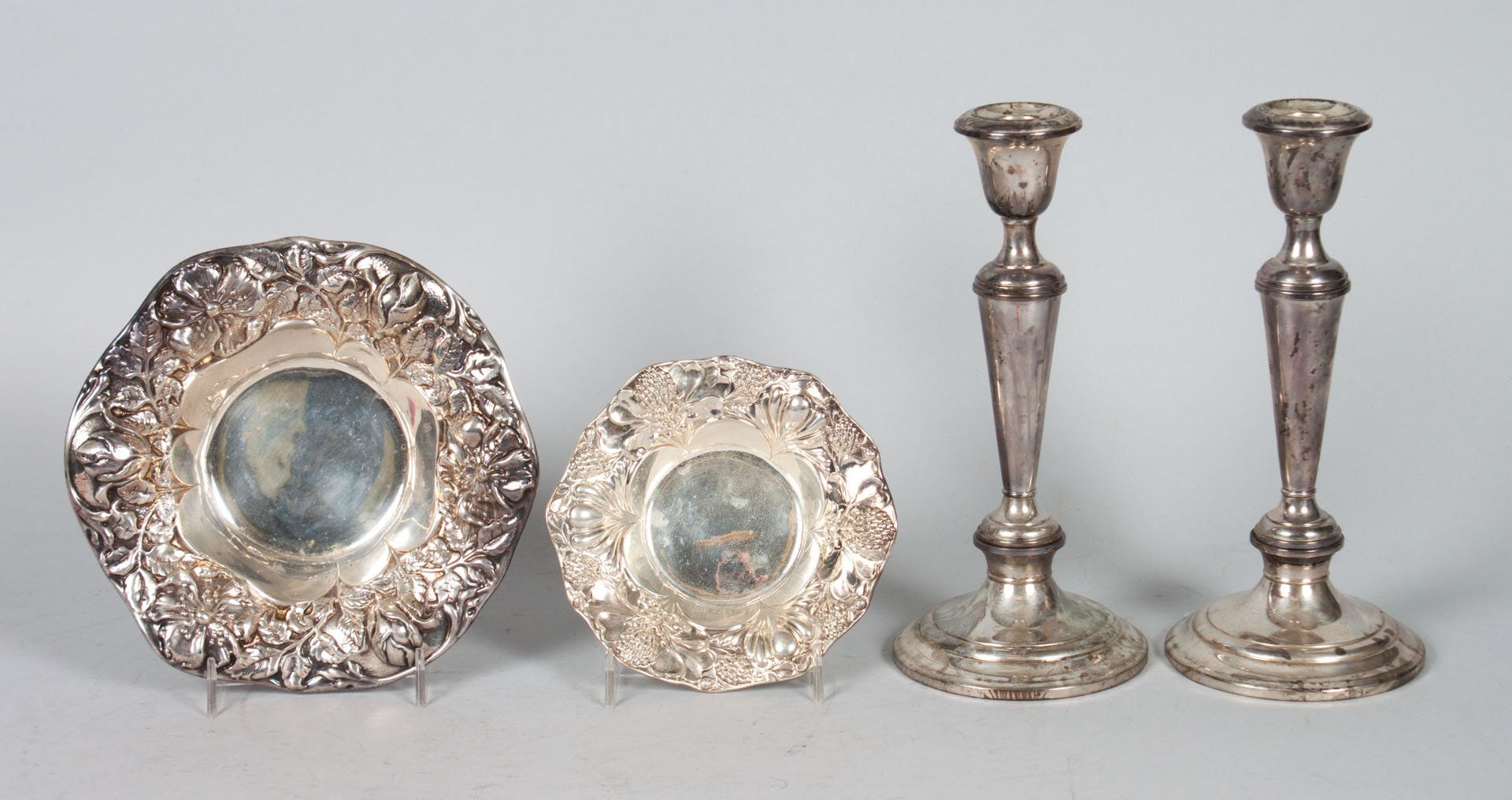 Appraisal: Four Gorham sterling silver table articles including two repousse bowls