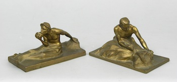 Appraisal: A Pair Of Social Realist Bronze Bookends ca th Century