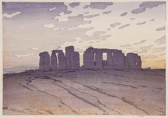 Appraisal: Allen William Seaby - Stonehenge woodcut printed in colours on