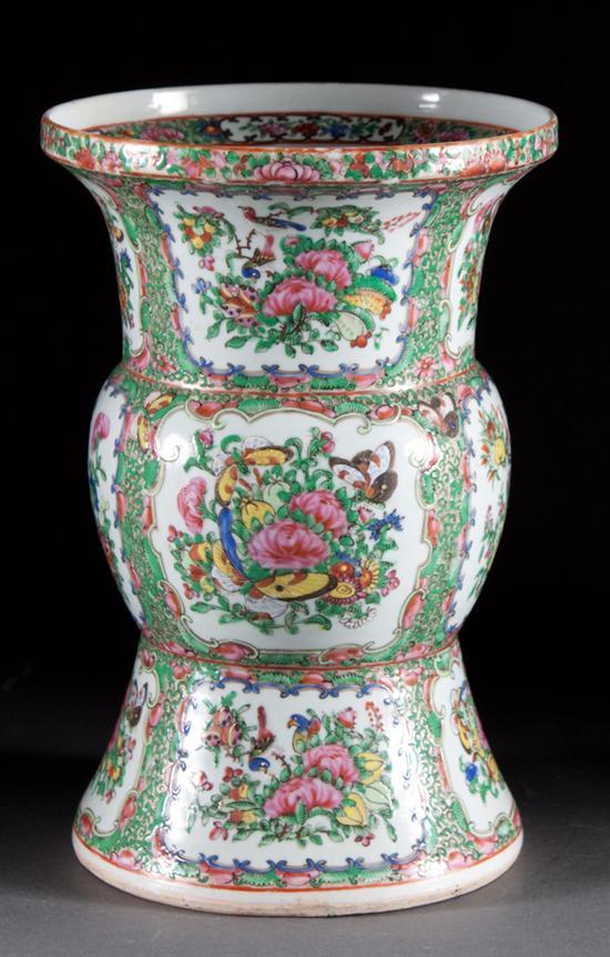 Appraisal: Chinese Export Rose Canton ku-form vase fourth quarter- th century