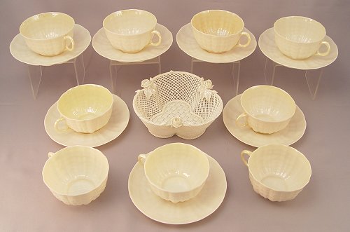 Appraisal: SET OF IRISH BELLEEK ''NEPTUNE'' CUPS AND SAUCERS AND A