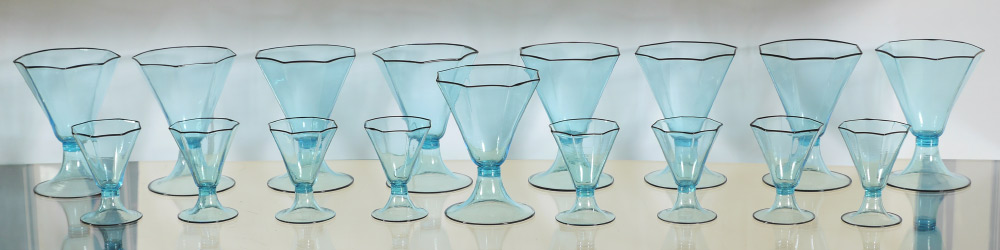 Appraisal: COLLECTION OF BLUE ITALIAN GLASS STEMWARE pieces total light blue