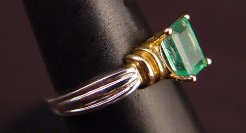 Appraisal: K Ct EMERALD RING K white with yellow gold ring