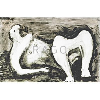 Appraisal: Henry Moore British - Untitled Reclining Figure Lithograph framed Signed