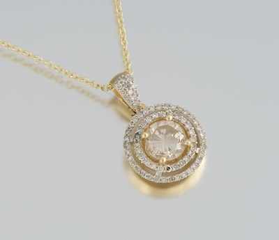 Appraisal: A Ladies' Diamond Pendant on Chain k yellow gold pendant