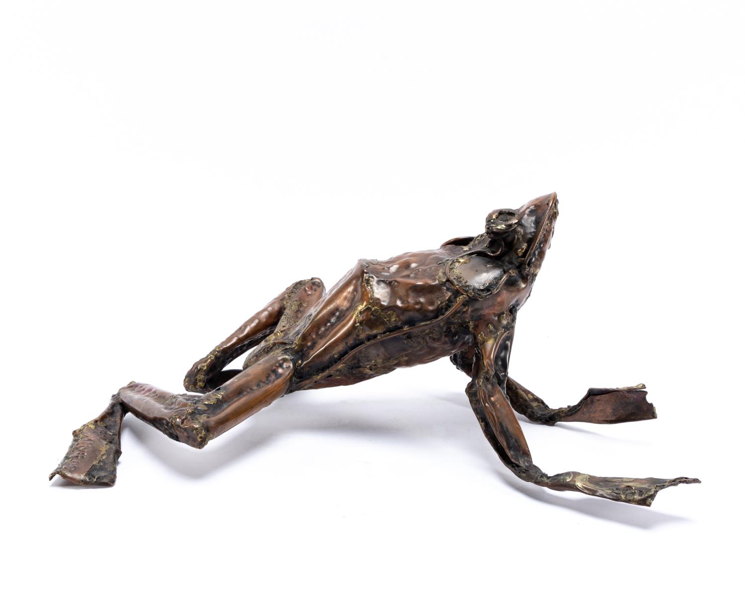 Appraisal: FRED HOLSCHUH BRUTALIST STYLE COPPER FROG George Frederick Holschuh America