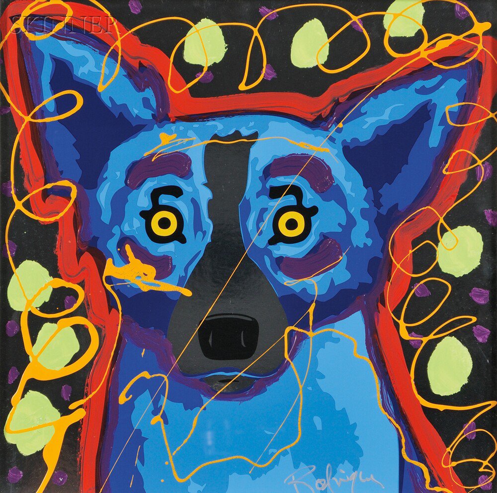 Appraisal: George Rodrigue American b Blue Dog AH Signed Rodrigue in