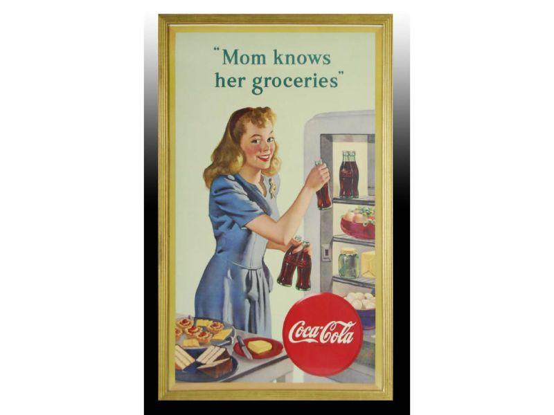 Appraisal: Coca-Cola Cardboard Poster Description '' x '' Framed Good-looking poster