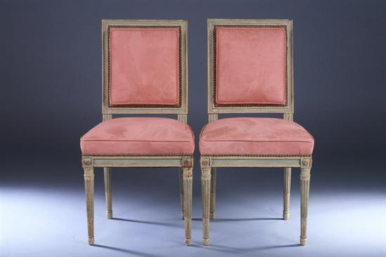 Appraisal: SIX LOUIS XVI PAINTED WOOD DINING CHAIRS Late th century