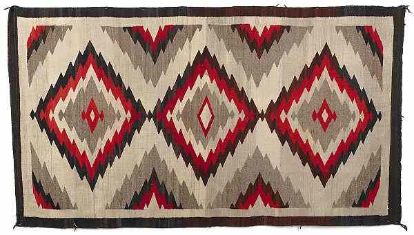 Appraisal: Navajo rug ca with stacked and serrated diamonds x