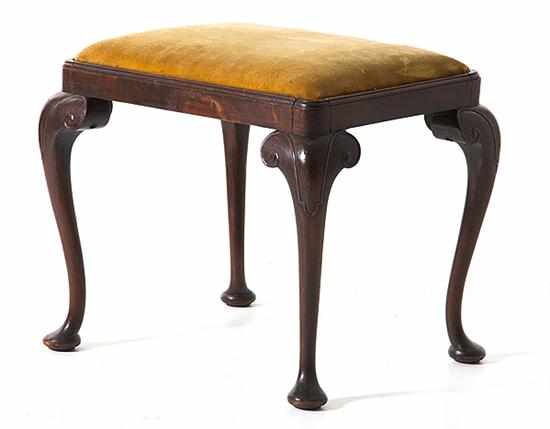 Appraisal: Queen Anne style mahogany footstool late th century molded rectangular