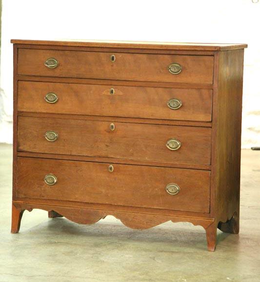 Appraisal: HEPPLEWHITE FOUR-DRAWER CHEST American ca cherry poplar and walnut secondary