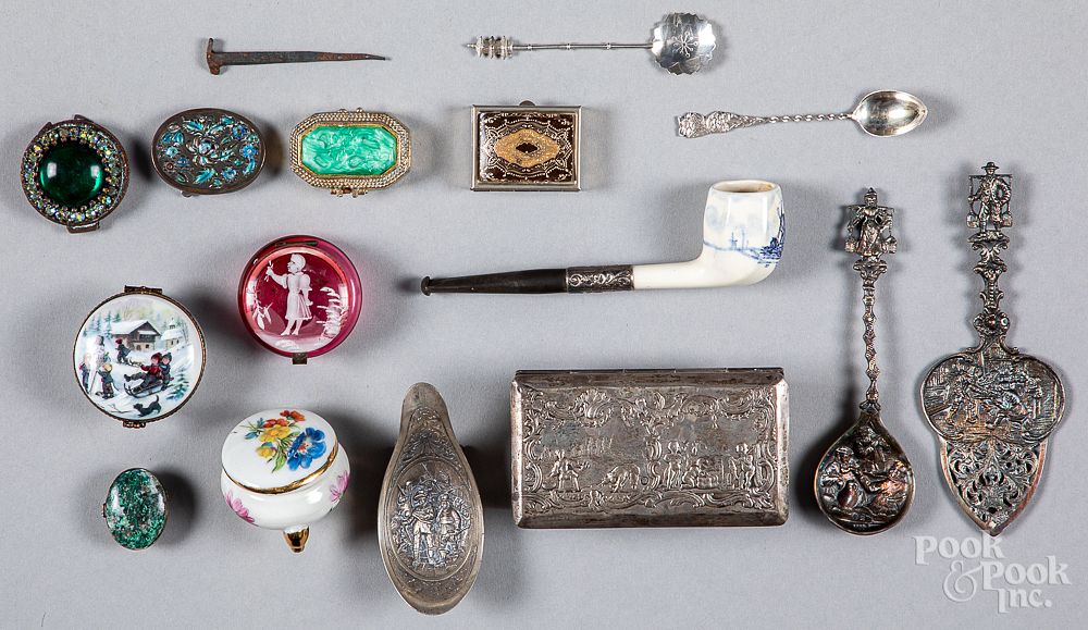 Appraisal: Decorative accessories Decorative accessories to include a Dutch silver snuff