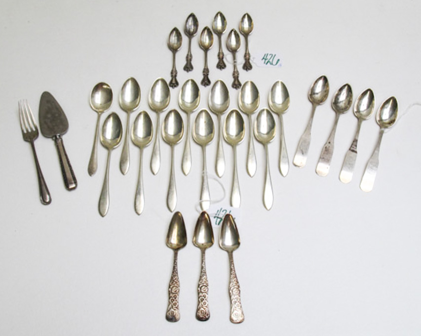 Appraisal: TWENTY-EIGHT PIECES STERLING SILVER FLATWARE assorted including set of teaspoons