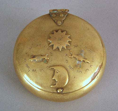 Appraisal: English brass snuff box late th c with mechanical lock