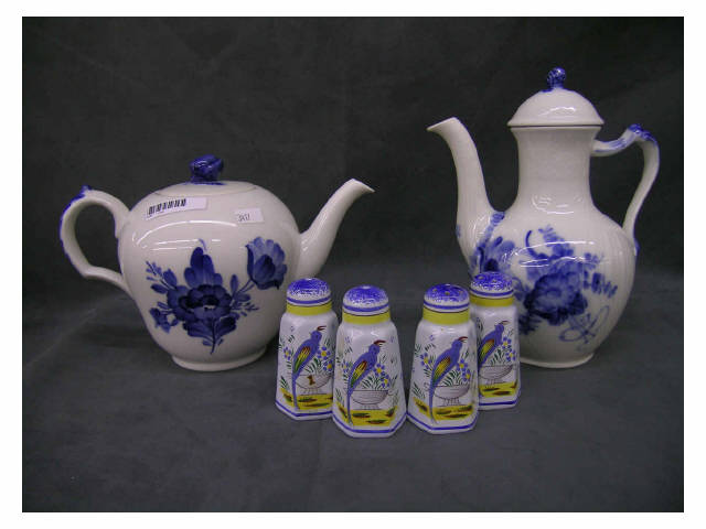 Appraisal: Two Royal Copenhagen blue on white teapots in different patterns