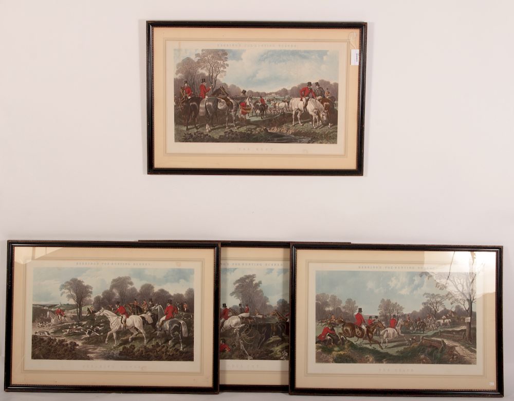 Appraisal: Herring Sr Large th c Hunt Color Engravings The full