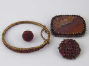 Appraisal: A mixed lot of Bohemian Garnet jewellery comprising two brooches