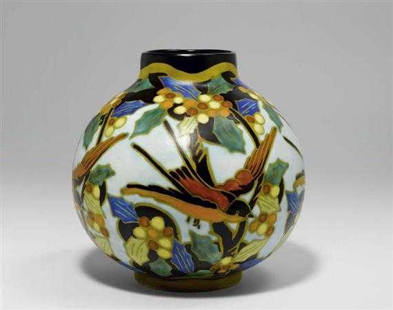 Appraisal: CATTEAU CHARLES - VASE Keramis circa Glazed fa ence Shape