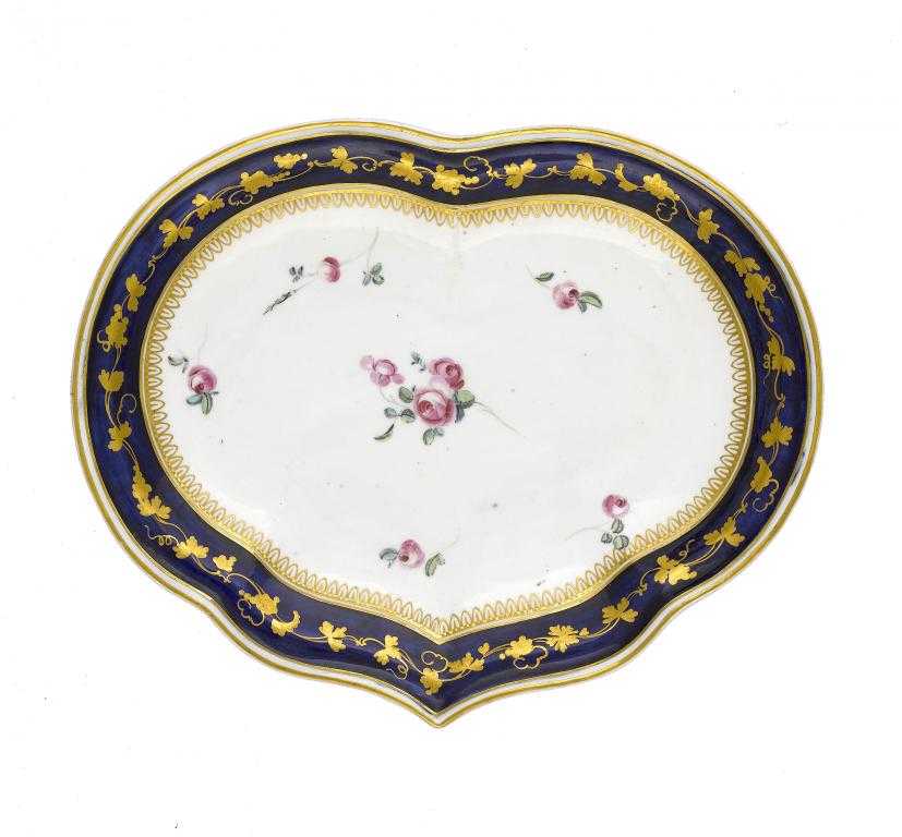 Appraisal: A CHELSEA-DERBY DESSERT DISH of kidney shape gilt by Thomas