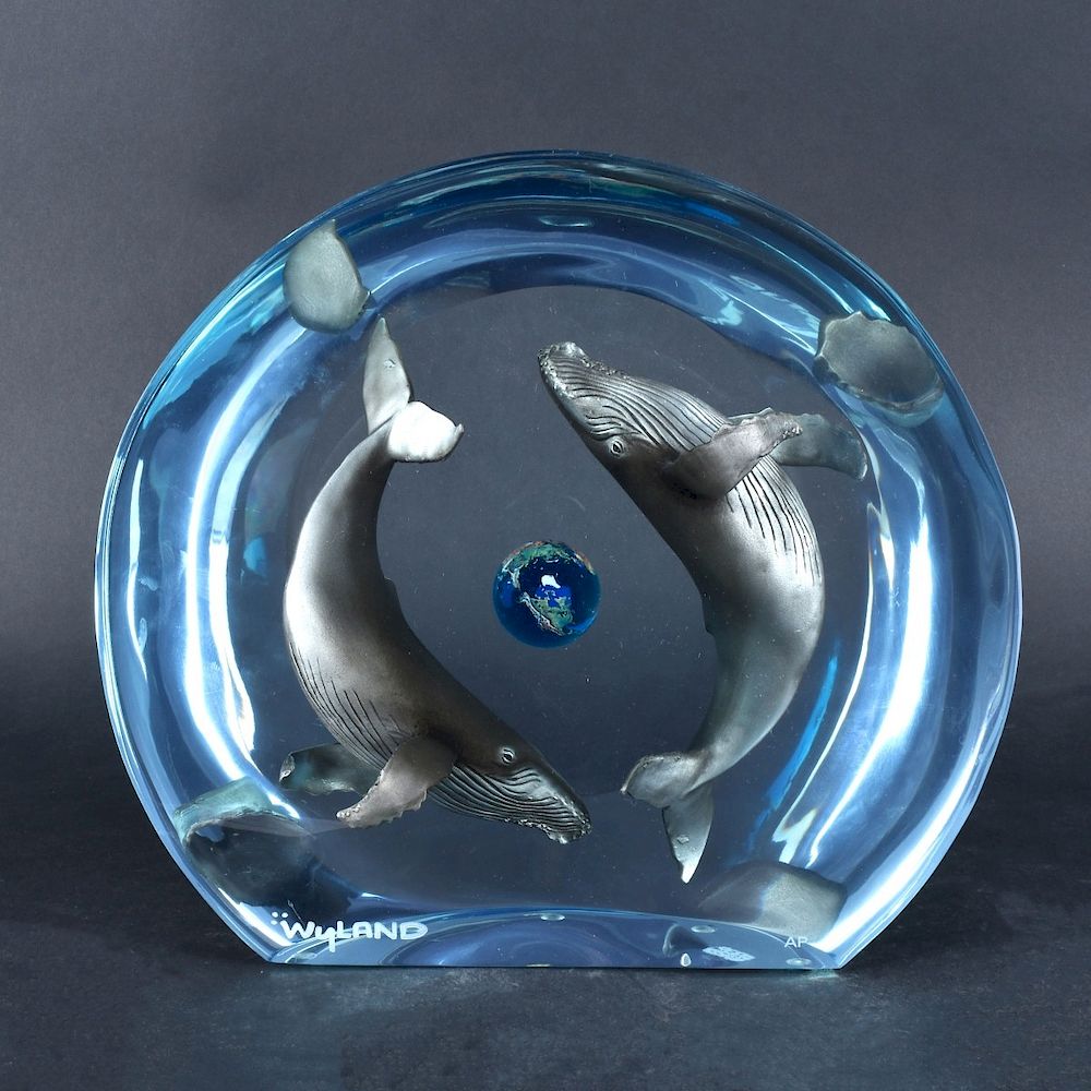 Appraisal: Wyland Acrylic Sculpture Robert Wyland American born Acrylic and pewter