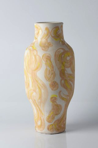 Appraisal: Geoffrey Eastop British - Vasepainted yellow orange and white slippainted