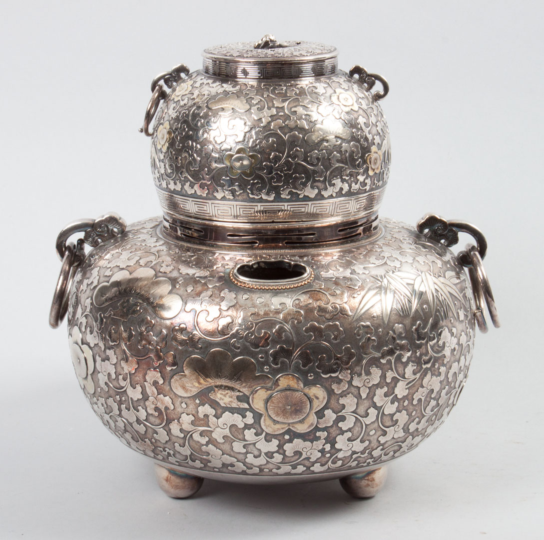 Appraisal: Chinese repousse warmer th century unmarked appears to have some