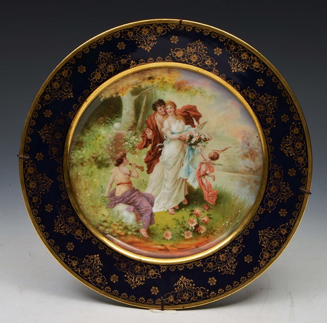 Appraisal: AN ALEXANDRA PORCELAIN WORKS CABINET PLATE decorated a courting couple