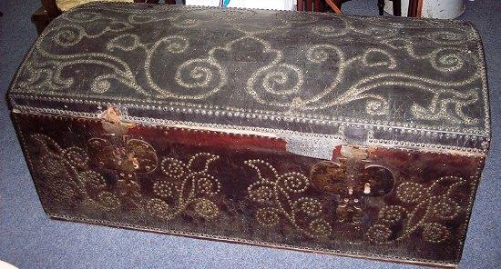 Appraisal: An th Century Portuguese marriage chest the whole leather covered